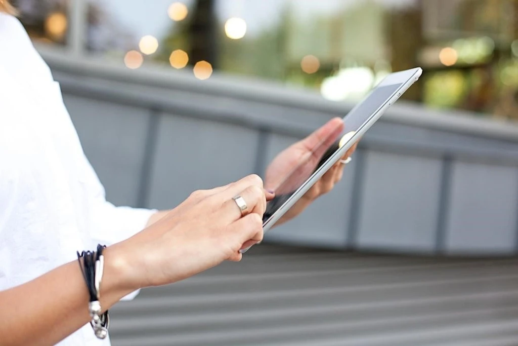 A woman using her iPad