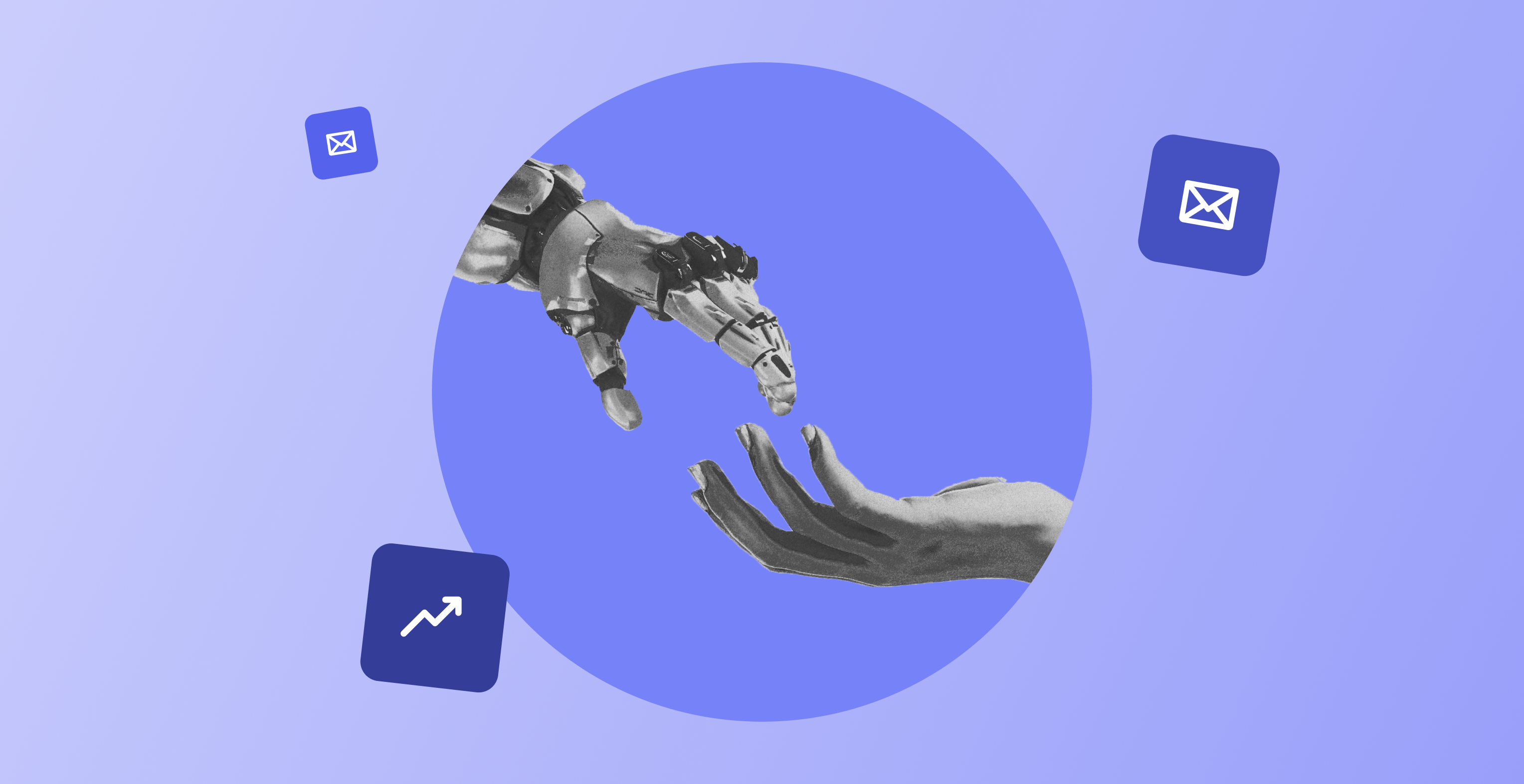 Robot hand reaching out to human hand.