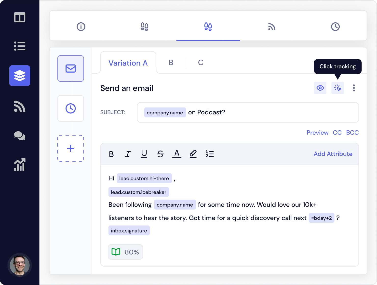 an example email campaign step in quickmail