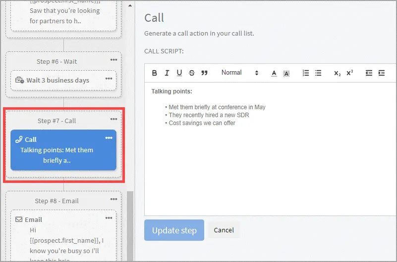cold call script sample
