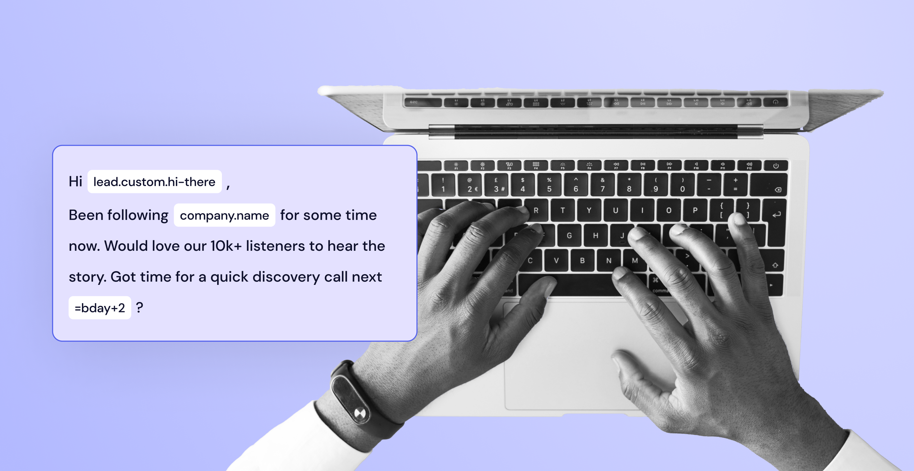 Man typing an email.