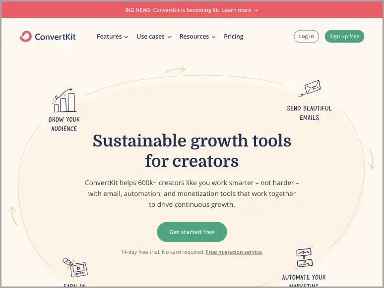 Convertkit website.