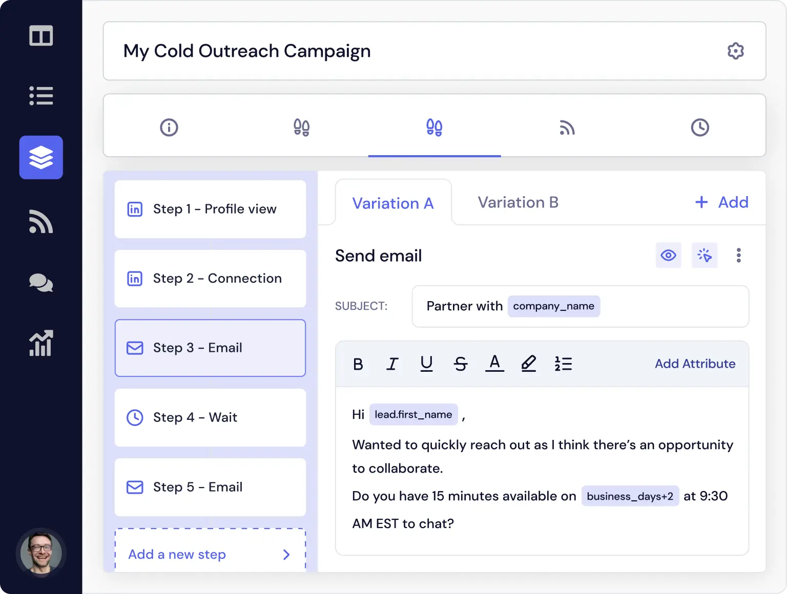 campaign steps in quickmail linkedin and email automation
