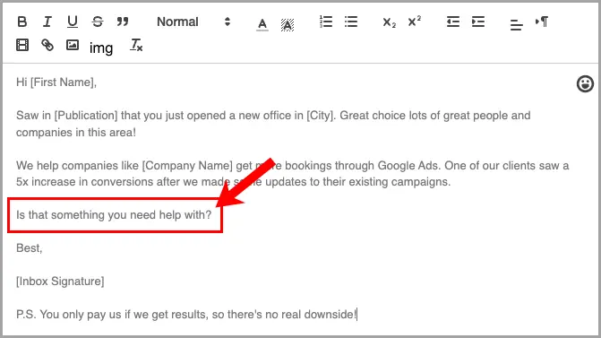 cold email call to action
