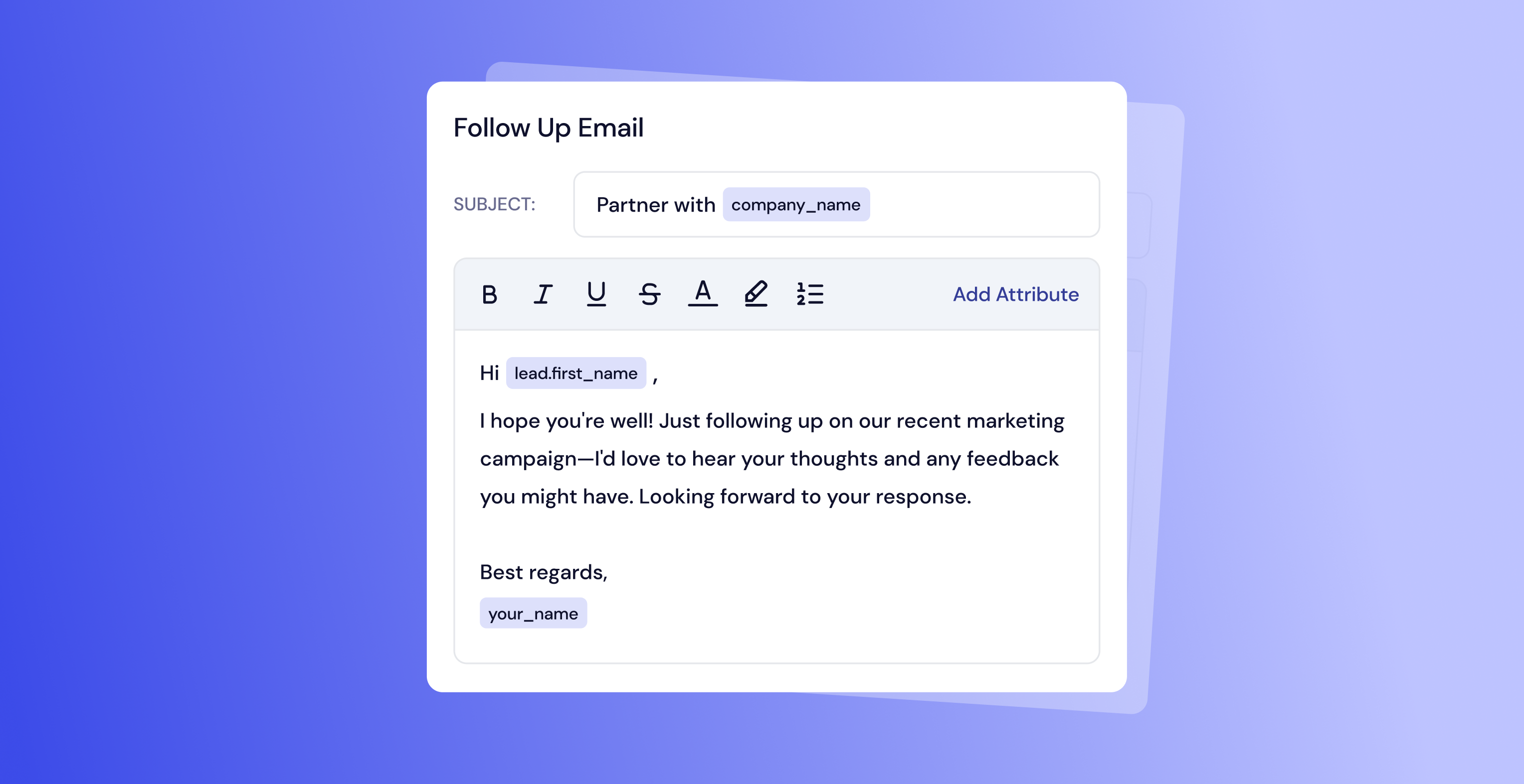 Follow-up email template sample.