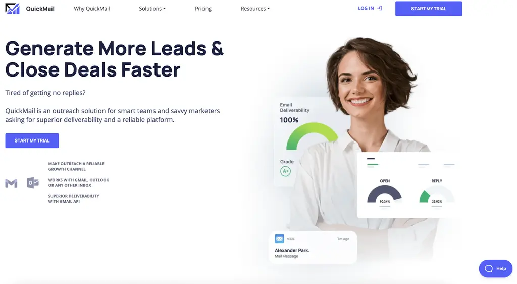 New image of quickmail homepage