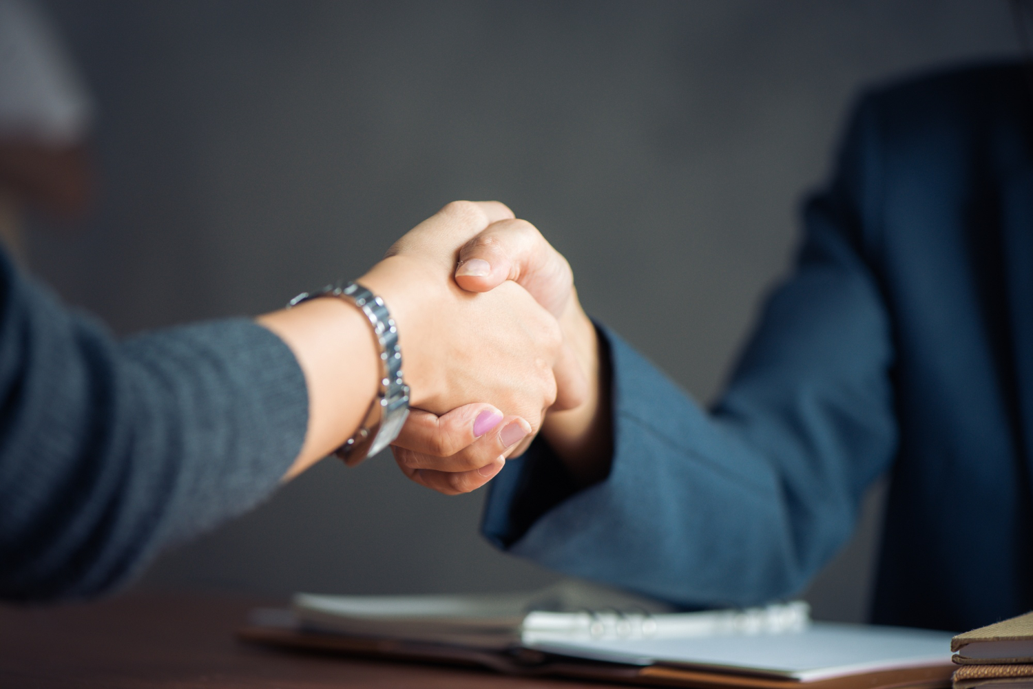 Business people handshaking on a closed deal.