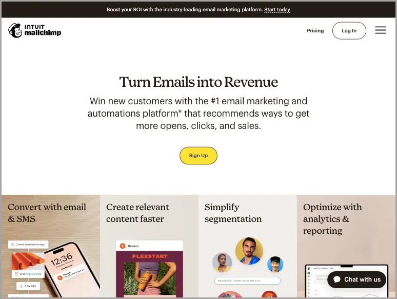 Mailchimp website.