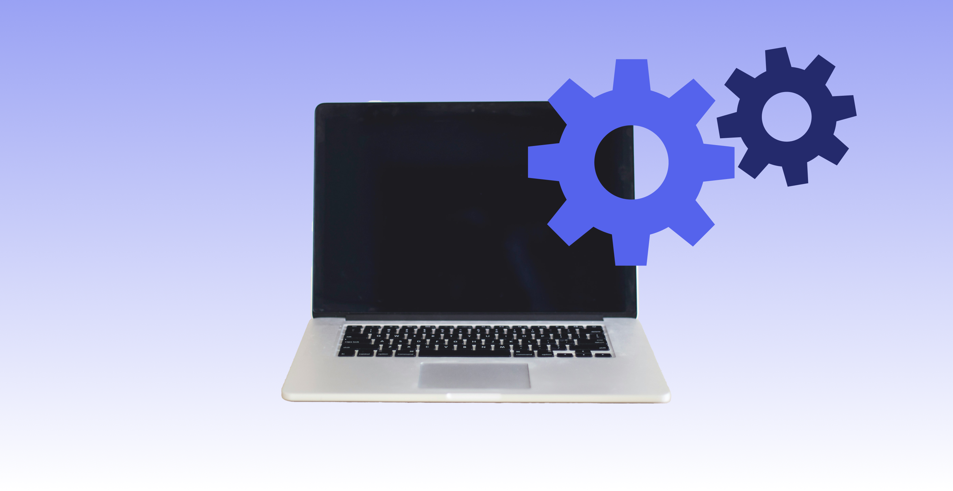 Laptop and gears.
