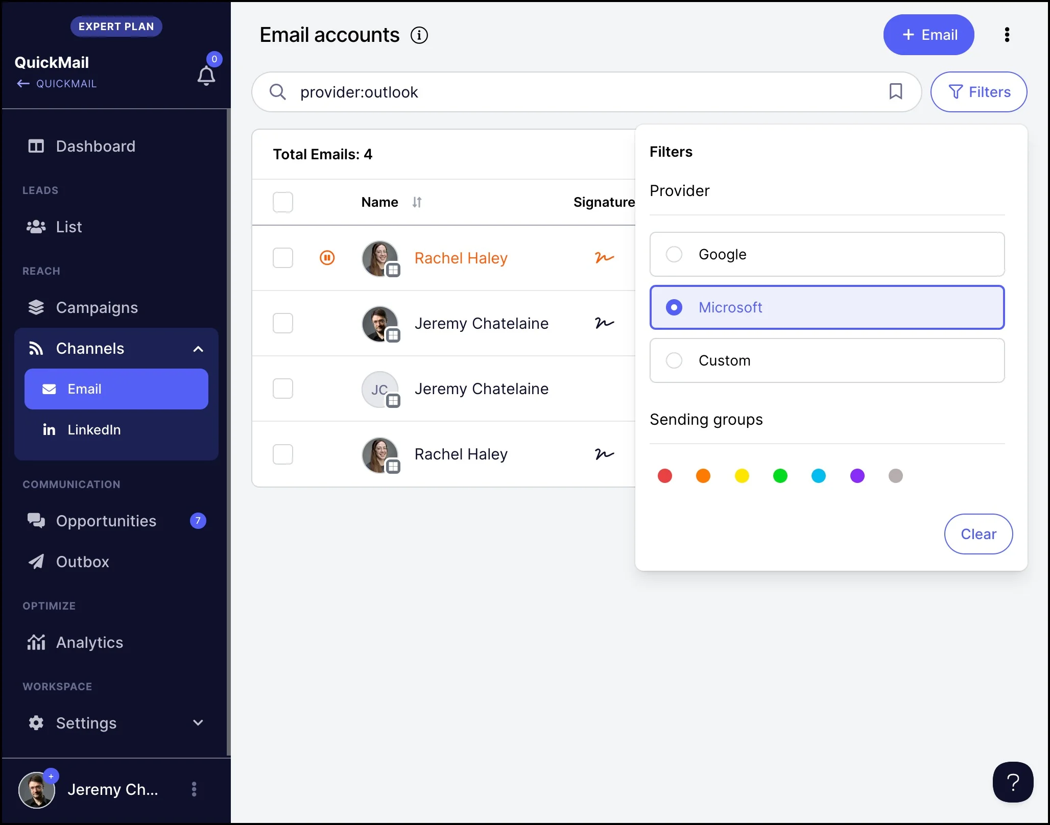 select all microsoft email addresses