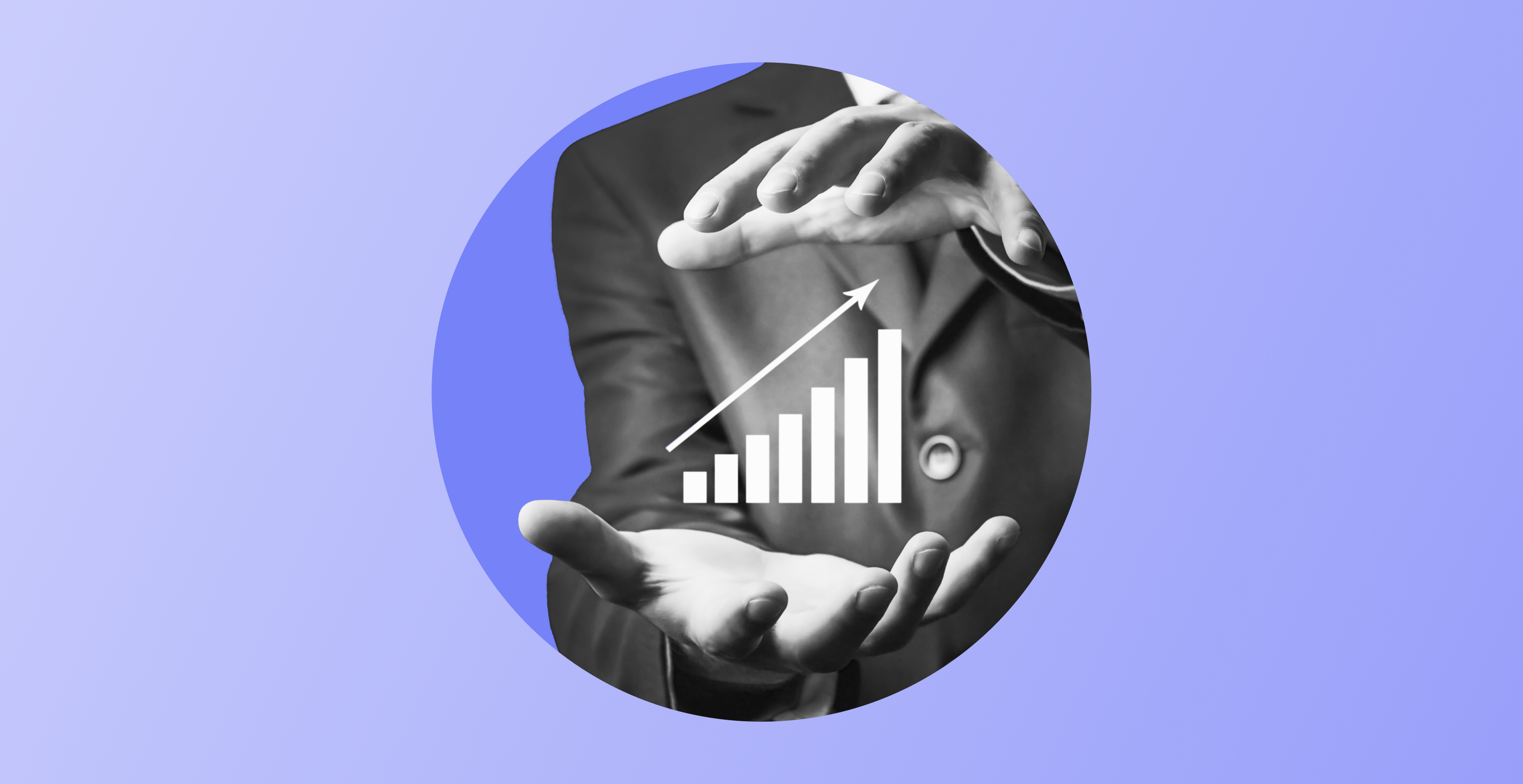 Man conjuring an upward graph.