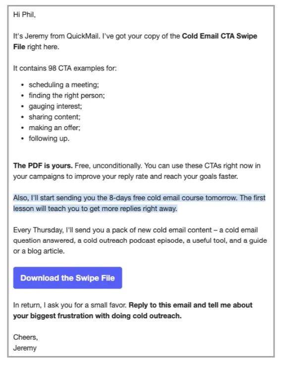 Email automation sample template.