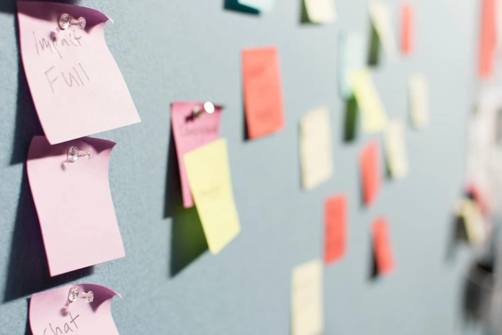 sticky notes in the board